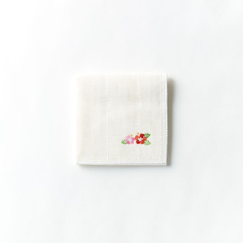 刺繍蚊帳織ふきん（ハイビ柄）